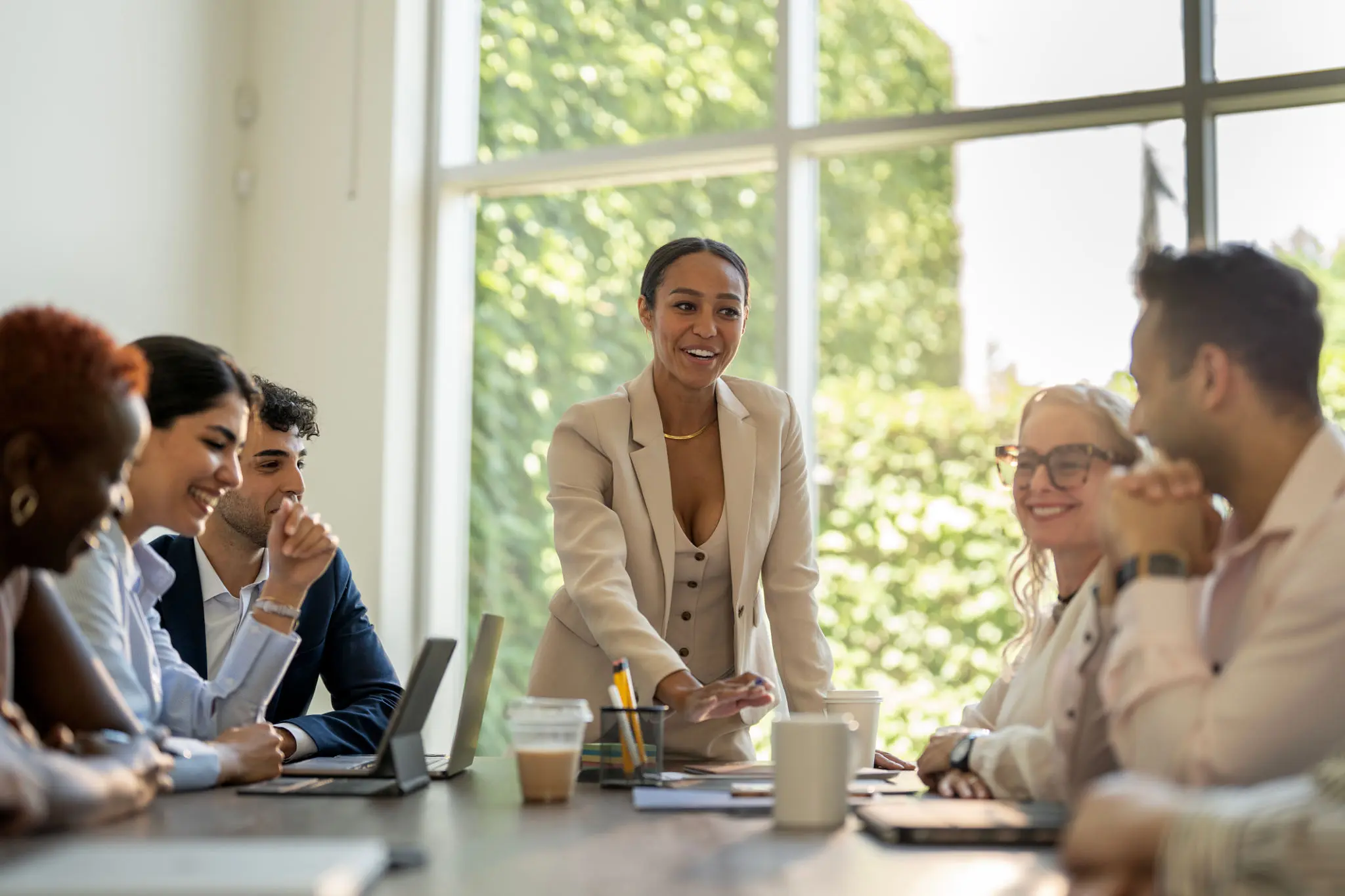 Business team discussing at a table