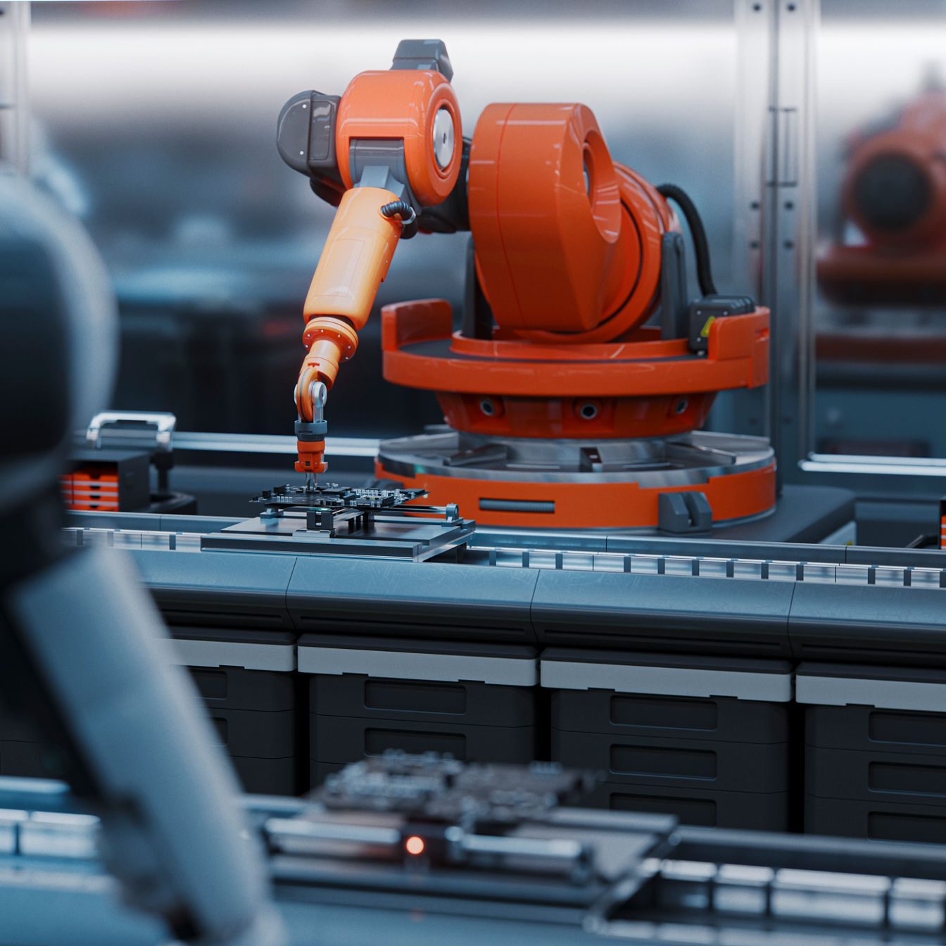 Automated assembly line in action
